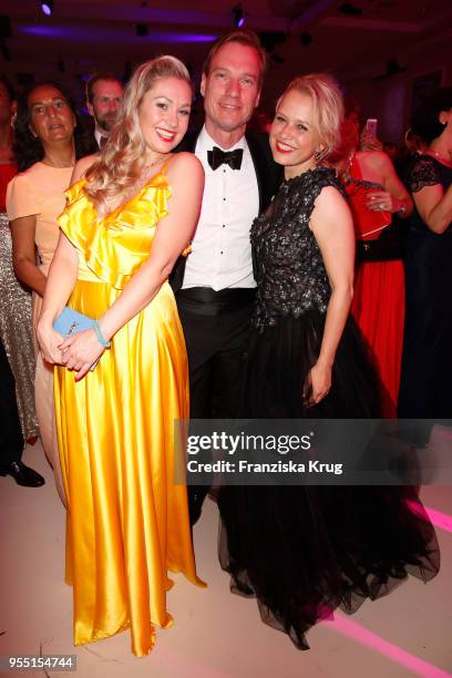 Ruth Moschner, Nils Behrens and Nova Meierhenrich during the Rosenball charity event at Hotel Intercontinental on May 5, 2018 in Berlin, Germany.