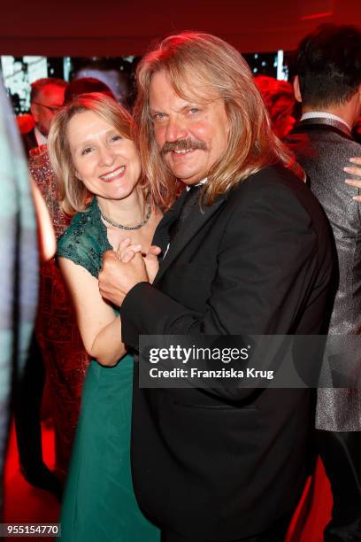 Leslie Mandoki and Eva Mandoki during the Rosenball charity event at Hotel Intercontinental on May 5, 2018 in Berlin, Germany.