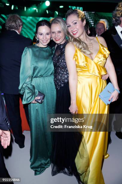 Mina Tander, Nova Meierhenrich and Ruth Moschner during the Rosenball charity event at Hotel Intercontinental on May 5, 2018 in Berlin, Germany.