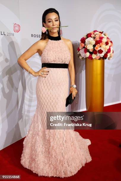 Verona Pooth attends the Rosenball charity event at Hotel Intercontinental on May 5, 2018 in Berlin, Germany.