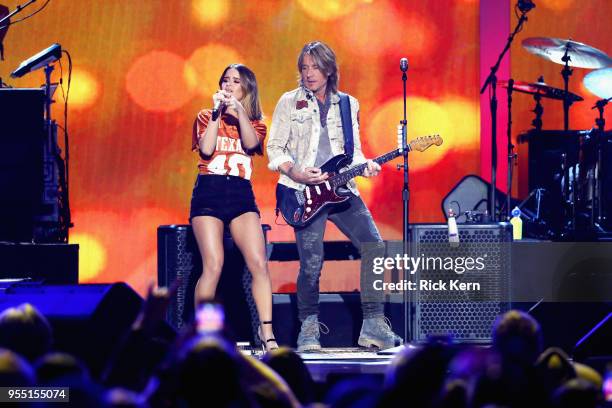 Maren Morris and Keith Urban perform onstage during the 2018 iHeartCountry Festival By AT&T at The Frank Erwin Center on May 5, 2018 in Austin, Texas.