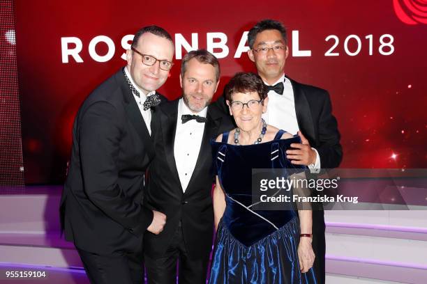Groupshot of four former health ministers Jens Spahn, Daniel Bahr, Rita Suessmuth and current health minister Philipp Roesler during the Rosenball...
