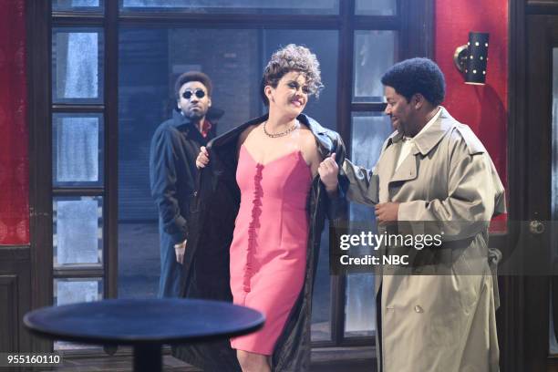 Donald Glover" Episode 1744 -- Pictured: Donald Glover as Razz P. Berry Jr., Cecily Strong as Ann Saunders, Kenan Thompson as Reginald Saunders M.D....