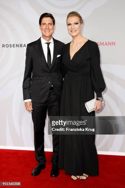 Maria Hoefl-Riesch wearing a dress by Minx and Marcus Hoefl attend the Rosenball charity event at Hotel Intercontinental on May 5, 2018 in Berlin,...