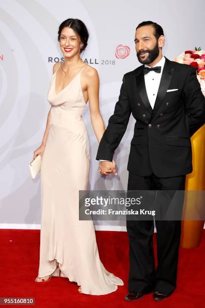 Rebecca Mir and Massimo Sinato attend the Rosenball charity event at Hotel Intercontinental on May 5, 2018 in Berlin, Germany.