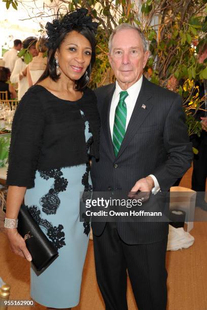 Amelia Ogunlesi and Michael Bloomberg attend 36th Annual Frederick Law Olmsted Awards Luncheon - Central Park Conservancy at The Conservatory Garden...