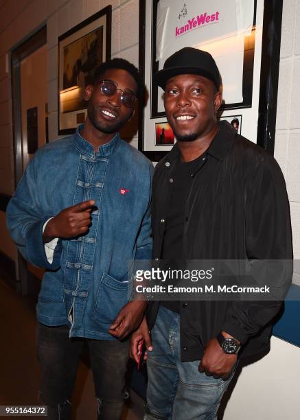 Tinie Tempah and Dizzee Rascal backstage following the David Haye v Tony Bellew Fight at The O2 Arena on May 5, 2018 in London, England.