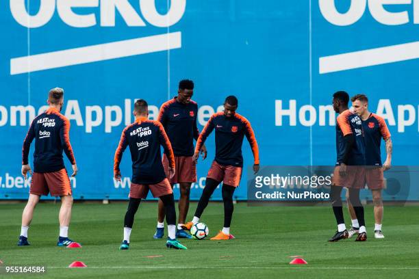 Nelson Semedo from Portugal of FC Barcelona during the training before La Liga match between FC Barcelona and Real Madrid on May 5, 2018 at Ciutat...