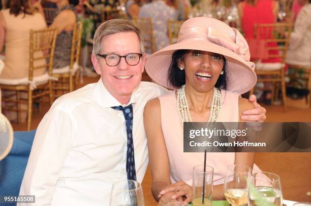 James LaForce and Robin Bell-Stevens attend 36th Annual Frederick Law Olmsted Awards Luncheon - Central Park Conservancy at The Conservatory Garden...