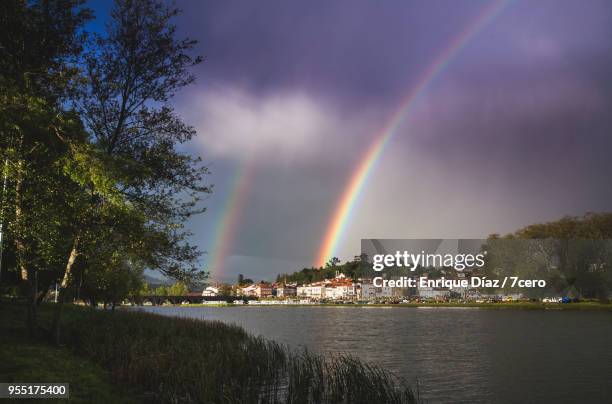 double rainbow over ponte de lima, portugal - ponte de lima stock pictures, royalty-free photos & images