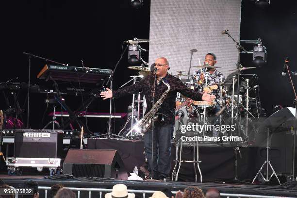 Musician Najee performs in concert during An Evening of Smooth Jazz at Wolf Creek Amphitheater on May 5, 2018 in Atlanta, Georgia.