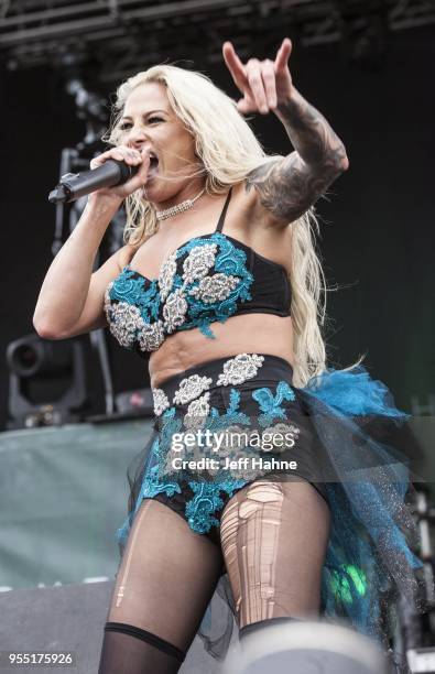 Singer Heidi Shepherd of Butcher Babies performs at Charlotte Motor Speedway on May 5, 2018 in Charlotte, North Carolina.