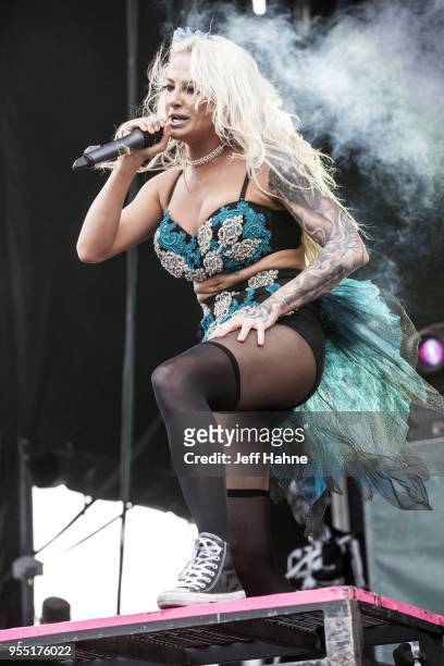 Singer Heidi Shepherd of Butcher Babies performs at Charlotte Motor Speedway on May 5, 2018 in Charlotte, North Carolina.