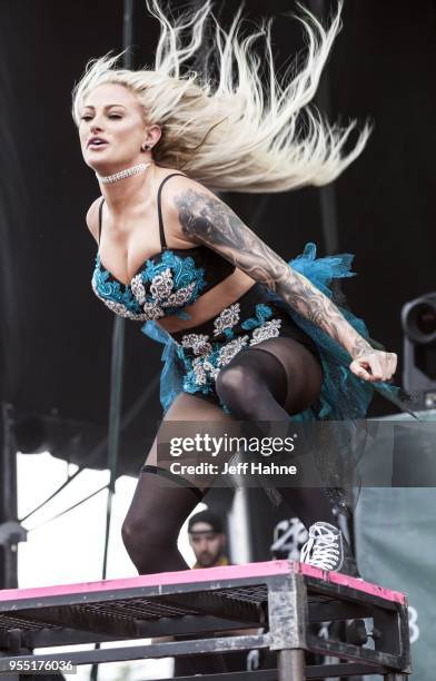 Singer Heidi Shepherd of Butcher Babies performs at Charlotte Motor Speedway on May 5, 2018 in Charlotte, North Carolina.