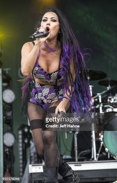 Singer Carla Harvey of Butcher Babies performs at Charlotte Motor Speedway on May 5, 2018 in Charlotte, North Carolina.