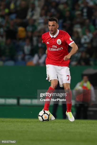 Benfica's Greek midfielder Andreas Samaris in action during the Primeira Liga football match Sporting CP vs SL Benfica at the Alvadade stadium in...