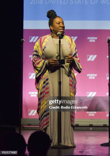 MeToo movement founder Tarana Burke speaks on stage at The United State of Women Summit 2018 - Day 1 on May 5, 2018 in Los Angeles, California.