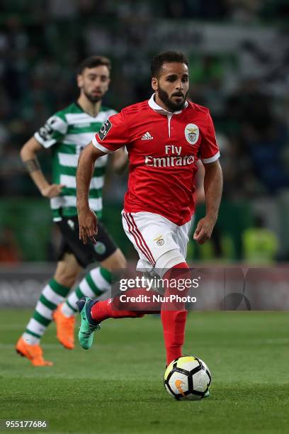 Benfica's Brazilian defender Douglas in action during the Primeira Liga football match Sporting CP vs SL Benfica at the Alvadade stadium in Lisbon,...