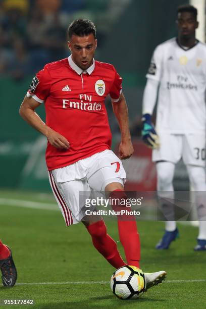 Benfica's Greek midfielder Andreas Samaris in action during the Primeira Liga football match Sporting CP vs SL Benfica at the Alvadade stadium in...
