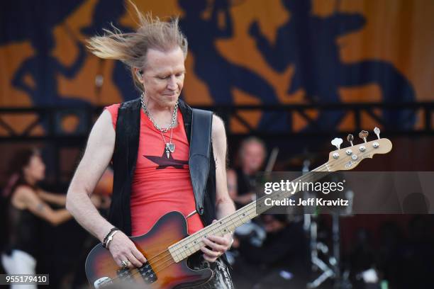 Tom Hamilton of Aerosmith performs onstage during Day 6 of the 2018 New Orleans Jazz & Heritage Festival at Fair Grounds Race Course on May 5, 2018...