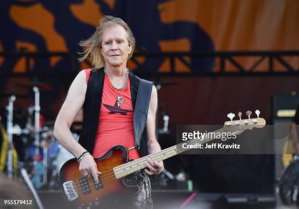 Tom Hamilton of Aerosmith performs onstage during Day 6 of the 2018 New Orleans Jazz & Heritage Festival at Fair Grounds Race Course on May 5, 2018...