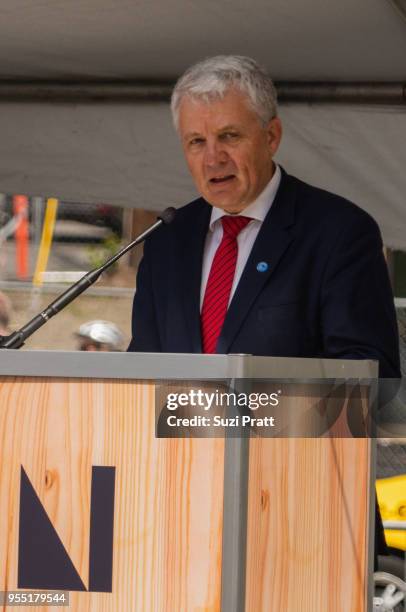 Secretary General of Nordic Council of Ministers Dagfinn H¿ybraten speaks at the Nordic Museum on May 5, 2018 in Seattle, Washington.