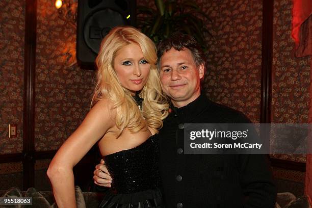 Paris Hilton and Jason Binn attends Niche Media's Aspen Peak Magazine & Microsoft Bing's NYE hosted by Haley & Jason Binn and Aimee & John Oates at...