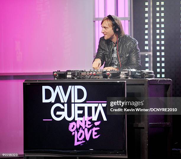 David Guetta performs onstage during Dick Clark's New Year's Rockin' Eve With Ryan Seacrest 2010 at Aria Resort & Casino at the City Center on...