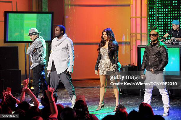 Recording artists Taboo, will.i.am, Fergie and apl.de.ap of the Black Eyed Peas perform onstage during Dick Clark's New Year's Rockin' Eve With Ryan...