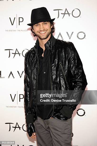 Michael Steger poses for photos on the TAO/Lavo red carpet at the Venetian on December 31, 2009 in Las Vegas, Nevada.