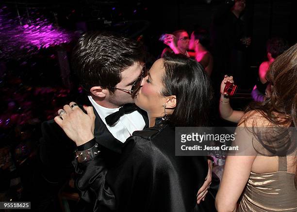 Singer Robin Thicke and actress Paula Patton attend NYE hosted by Robin Thicke at The Bank Nightclub, Bellagio Hotel and Casino Resort on December...
