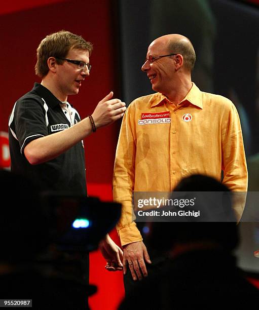 Mark Webster of Wales wins his match against Co Stompe of Netherlands during the Quarter Finals of the 2010 Ladbrokes.com World Darts Championships...