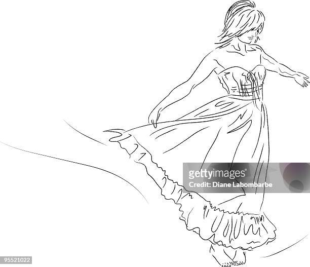 woman dancing - 長全身裙 幅插畫檔、美工圖案、卡通及圖標
