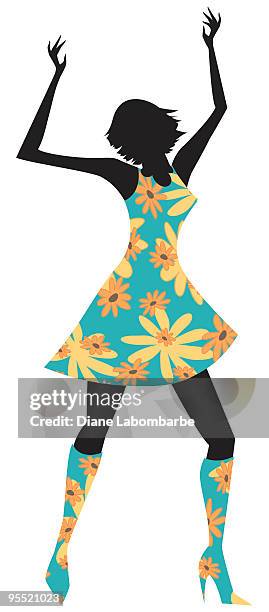 retro dancing girl - go go dancer stock illustrations