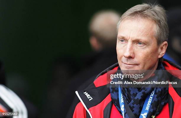 Walter Hofer, FIS race director looks on during the FIS Ski Jumping World Cup event of the 58th Four Hills Ski Jumping tournament at the...