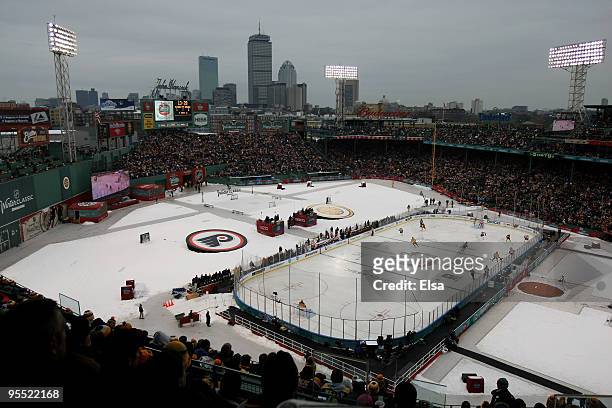 General view of the rink is seen during the game between the Philadelphia Flyers and the Boston Bruins during the 2010 Bridgestone Winter Classic at...