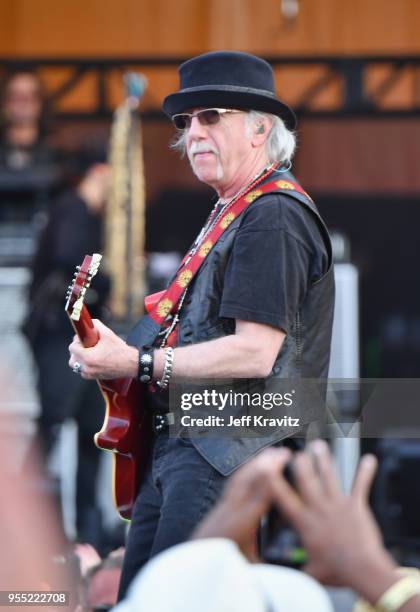 Brad Whitford of Aerosmith perform onstage during Day 6 of the 2018 New Orleans Jazz & Heritage Festival at Fair Grounds Race Course on May 5, 2018...
