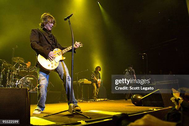 John Rzeznik and Robby Takac of The Goo Goo Dolls performs at the SoundBoard at the Motor City Casino on December 31, 2009 in Detroit, Michigan.