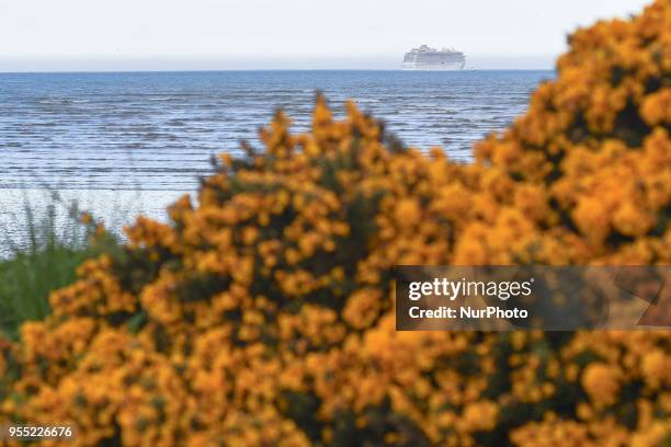 View of MS Royal Princess living Dublin, a cruise ship operated by Princess Cruises, and the third ship to sail for the cruise line under that name....