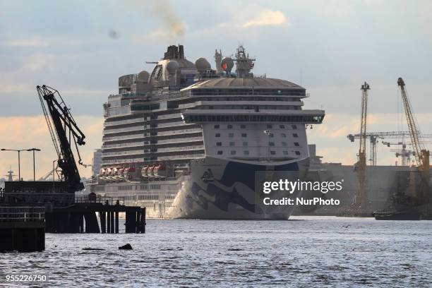 View of MS Royal Princess living Dublin, a cruise ship operated by Princess Cruises, and the third ship to sail for the cruise line under that name....