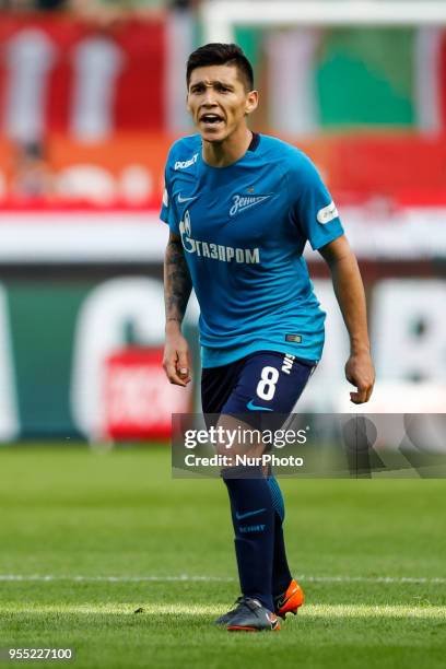 Matias Kranevitter of FC Zenit Saint Petersburg reacts during the Russian Football League match between FC Lokomotiv Moscow and FC Zenit Saint...