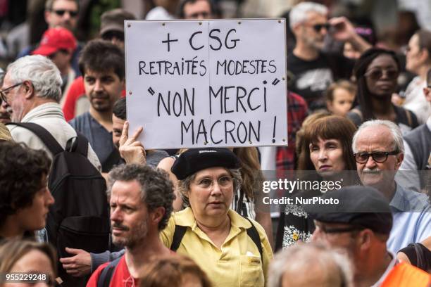 Hundreds take part in &quot;The party for Macron&quot; rally called to protest against policies of the French president on the first anniversary of...