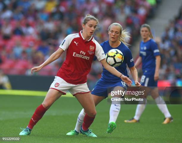 Vivianne Miedema of Arsenal and Chelsea Ladies Magdalena Eriksson during The SSE Women's FA Cup Final match between Arsenal against Chelsea Ladies at...