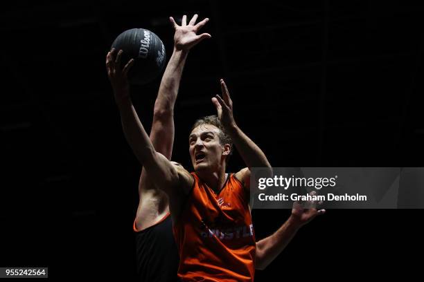 Anthony Drmic of The Platypuses drives at the basket during the NBL 3x3 Pro Hustle 2 event held at Docklands Studios on May 6, 2018 in Melbourne,...