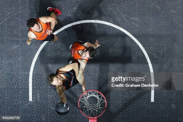 Anthony Drmic of The Platypuses drives at the basket during the NBL 3x3 Pro Hustle 2 event held at Docklands Studios on May 6, 2018 in Melbourne,...