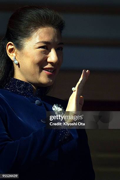 Crown Princess Masako waves to the well-wishers celebrating the New Year at the Imperial Palace on January 2, 2010 in Tokyo, Japan.