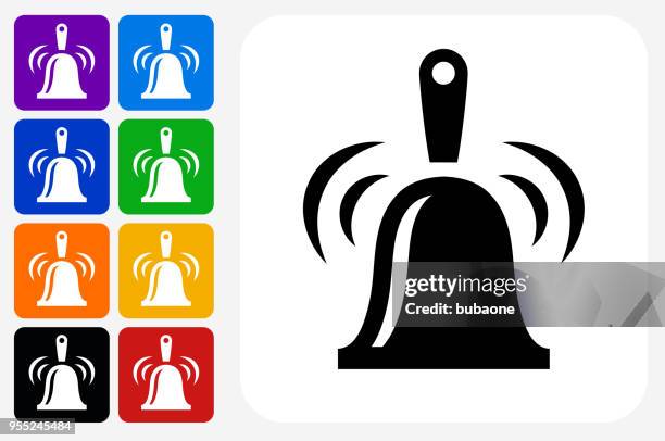 ringing bell icon square button set - bell stock illustrations