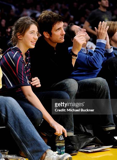 Colette McDermott and actor Dylan McDermott attend the game between the Los Angeles Lakers and the Sacremento Kings at the Staples Center on January...