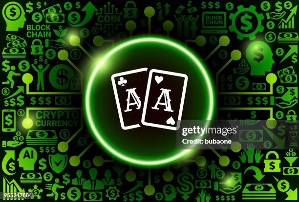 karten-symbol auf geld und kryptowährung hintergrund - casino chips stock-grafiken, -clipart, -cartoons und -symbole