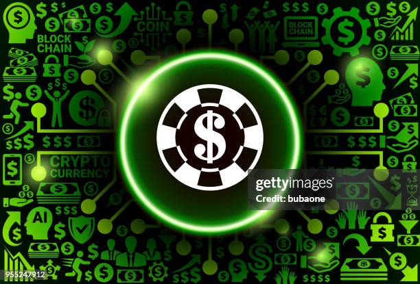 ilustraciones, imágenes clip art, dibujos animados e iconos de stock de casino chips icono de dinero y fondo cryptocurrency - casino chips